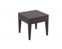 BRĄZOWY stolik kwadratowy boczny ogrodowy 45x45 cm MIAMI tworzywo sztuczne styl technorattan