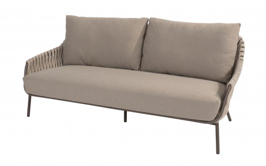 Ekskluzywna sofa ogrodowa pleciona pasami brązowo-beżowa MONTERA 4SO