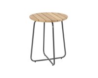 Okrągły stolik kawowy blat teak Ø45 VERDI 4SO podstawa grafitowa