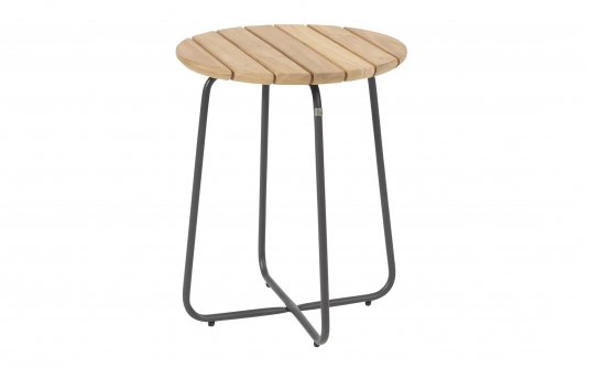 Okrągły stolik kawowy blat teak Ø45 VERDI 4SO podstawa grafitowa