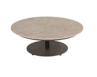 Okragły stolik kawowy na 1 nodze z beżowym blatem ceramicznym BOAZ d80 4so