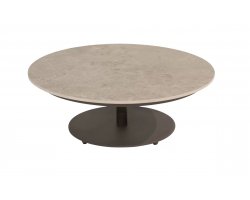 Okragły stolik kawowy na 1 nodze z beżowym blatem ceramicznym BOAZ d80 4so