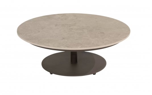 Okragły stolik kawowy na 1 nodze z beżowym blatem ceramicznym BOAZ d80 4so