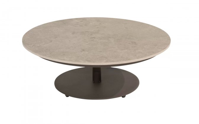Okragły stolik kawowy na 1 nodze z beżowym blatem ceramicznym BOAZ d80 4so