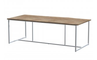 Stalowy nowoczesny stół ogrodowy QUATRO z blatem teak 220x95 cm