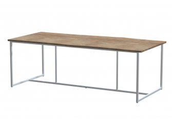 Stalowy nowoczesny stół ogrodowy QUATRO z blatem teak 220x95 cm