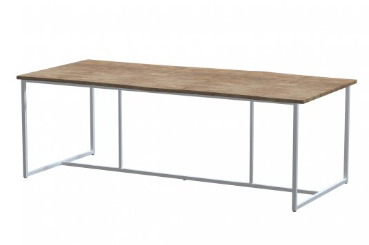 Stalowy nowoczesny stół ogrodowy QUATRO z blatem teak 220x95 cm