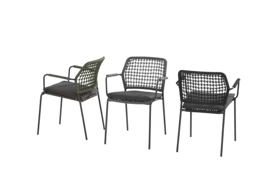 Krzesło obiadowe nowoczesne na taras w odcieniach liny polipropylenowej BARISTA