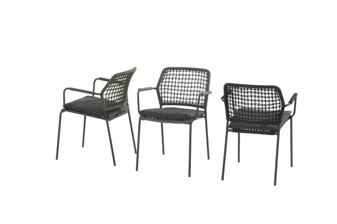 Krzesło obiadowe nowoczesne na taras w odcieniach liny polipropylenowej BARISTA