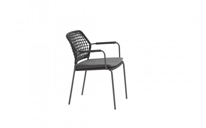Krzesło obiadowe nowoczesne na taras w odcieniach ciemnoszarych liny polipropylenowej BARISTA