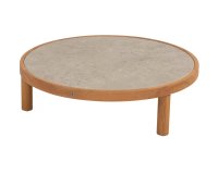 Okrągły stolik kawowy FINN Ø80 z drewna teakowego premium z blatem ceramicznym