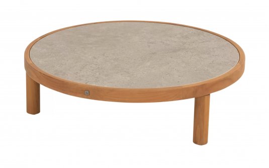 Okrągły stolik kawowy FINN Ø80 z drewna teakowego premium z blatem ceramicznym Okrągły stolik kawowy FINN Ø80 z drewna teakowego premium z blatem ceramicznym