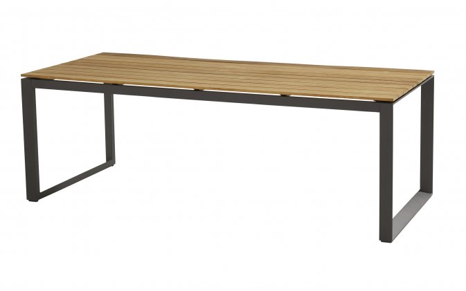 Stół ogrodowy aluminiowy HERITAGE ciemnoszary blat teak