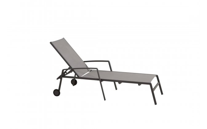 Leżak ogrodowy aluminiowy z kółkami i podłokietnikamia SOLANA 