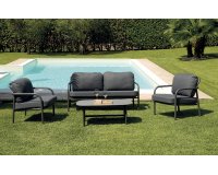 CORUNA zestaw wypoczynkowy ogrodowy aluminium gres antracytowy