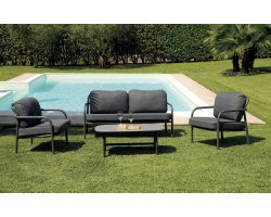 CORUNA zestaw wypoczynkowy ogrodowy aluminium gres antracytowy