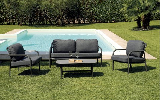 CORUNA zestaw wypoczynkowy ogrodowy aluminium gres antracytowy