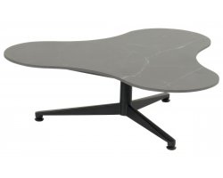 Stolik ogrodowy LUNA niski aluminium ceramika 86 × 92 × 29 cm kolor czarny