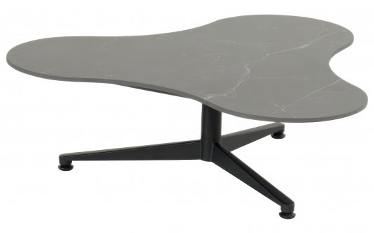 Stolik ogrodowy LUNA niski aluminium ceramika 86 × 92 × 29 cm kolor czarny