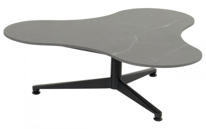 Stolik ogrodowy LUNA niski aluminium ceramika 86 × 92 × 29 cm kolor czarny