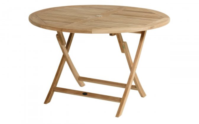 Okrągły stół SKAGEN Hartman teakowy Ø120 cm składany