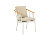CONDOR krzesło ogrodowe aluminiowe z podłokietnikami teakowymi i poduszką jasny beż