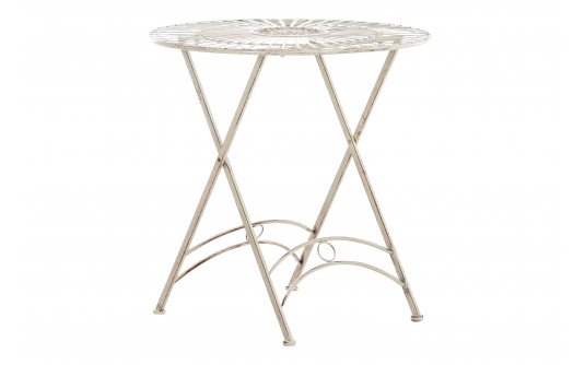 Okrągły stolik metaloplastyka 70 cm w stylu vintage TEGAL kolor KREMOWY ANTYCZNY