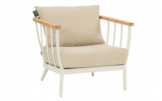 CONDOR fotel ogrodowy z aluminium i teaku z poduszką BEE WETT® jasnobeżowy 