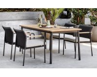 Elle Belt zestaw ogrodowy 4-osobowy z aluminium, teaku i plecionki z poduszkami BEE WETT®