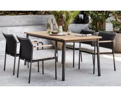 Elle Belt zestaw ogrodowy 4-osobowy z aluminium, teaku i plecionki z poduszkami BEE WETT®