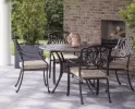 Stylowy zestaw stołowy z opkrągłym stołem 122 cm aluminiowy AMALFI