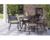 Stylowy zestaw stołowy z opkrągłym stołem 122 cm aluminiowy AMALFI