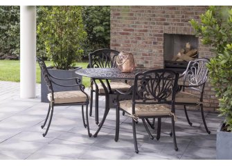 Stylowy zestaw stołowy z opkrągłym stołem 122 cm aluminiowy AMALFI