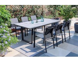 Meble ogrodowe stołowe aluminiowe z 6 fotelami i stołem BUFFALO ciemnoszare