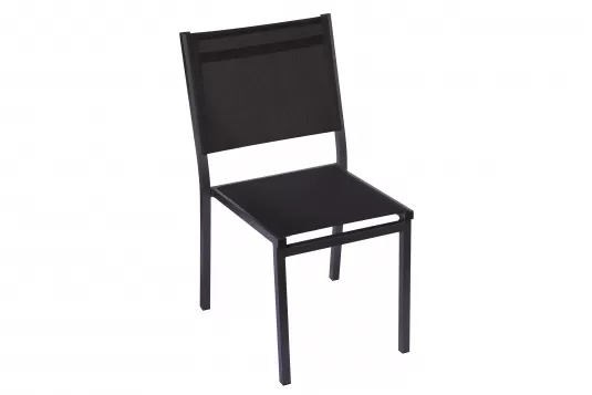 Sztaplowane krzesło aluminowe ogrodowe ciemnoszare tekstylina ELBA