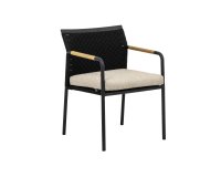 ELLE BELT DINING fotel ogrodowy z aluminium, teaku i plecionki z poduszką BEE WETT®