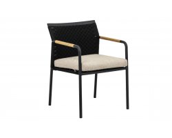 ELLE BELT DINING fotel ogrodowy z aluminium, teaku i plecionki z poduszką BEE WETT®