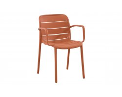 Krzesło PISA ogrodowe z podłokietnikami z polipropylenu ceglany – horeca