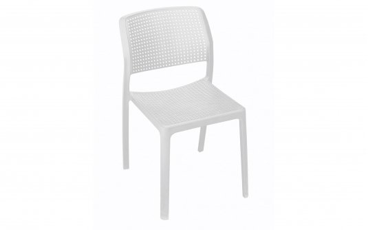 Białe krzesło RAVENNA ogrodowe z polipropylenu bez podłokietników Białe krzesło RAVENNA ogrodowe z polipropylenu bez podłokietników
