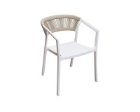 Białe krzesło ogrodowe z polipropylenu i sznurka białe – horeca