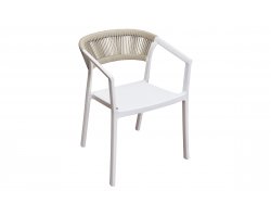 Białe krzesło ogrodowe z polipropylenu i sznurka białe – horeca