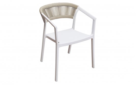 Białe krzesło ogrodowe z polipropylenu i sznurka białe – horeca Białe krzesło ogrodowe z polipropylenu i sznurka białe – horeca