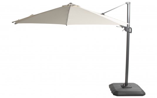 Parasol ogrodowy SHADOWFLEX z grafitową nogą boczną aluminium szarobeżowy poliester Ø350 cm FLEX korbowy