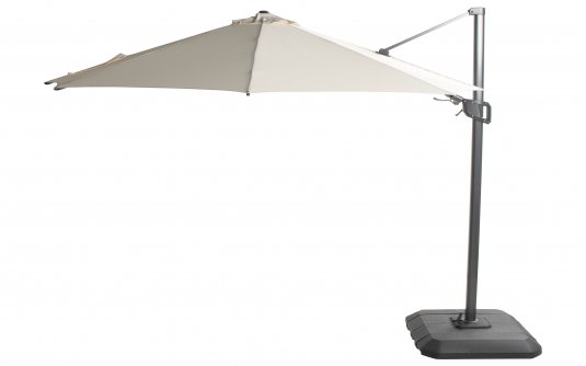 Parasol ogrodowy SHADOWFLEX z grafitową nogą boczną aluminium szarobeżowy poliester Ø350 cm FLEX korbowy 
