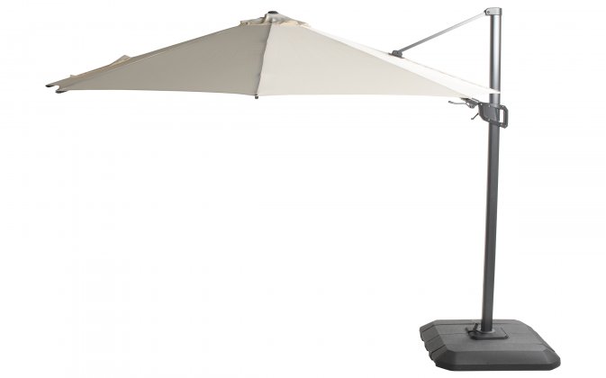 Parasol ogrodowy SHADOWFLEX z grafitową nogą boczną aluminium szarobeżowy poliester Ø350 cm FLEX korbowy 