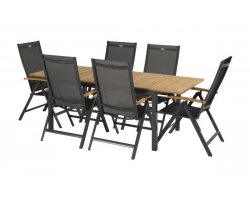Zestaw ogrodowy Hartman ARUBA + SOUTH WALES, stół rozkładany 150/210×90 cm + 6 krzeseł teak, kolor a