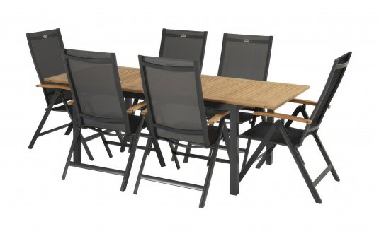 Zestaw ogrodowy Hartman ARUBA + SOUTH WALES, stół rozkładany 150/210×90 cm + 6 krzeseł teak, kolor a
