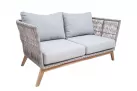 Sofa ogrodowa dwuosobowa  NOA technorattan szarobeżowy nogi drewno teak 