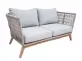 Sofa ogrodowa dwuosobowa  NOA technorattan szarobeżowy nogi drewno teak 