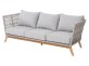 Sofa ogrodowa trzyosobowa NOA technorattan szarobeżowy nogi drewno teak 